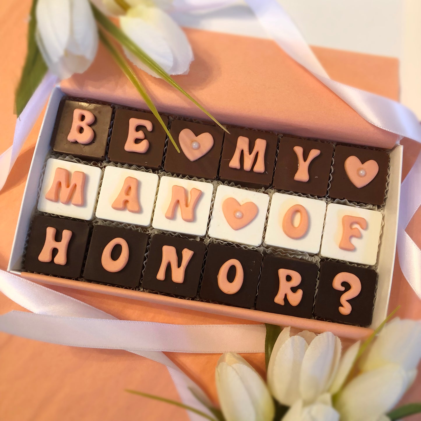 Will You Be My Man of Honor Custom Chocolate Proposal Box - Man of Honor Proposal