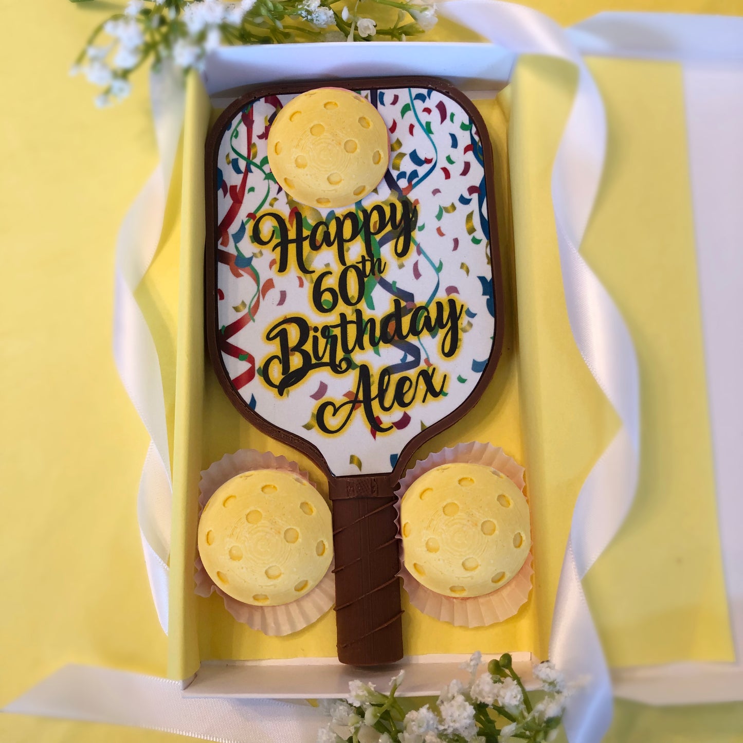 Personalized Chocolate Pickleball Paddle Birthday Gift