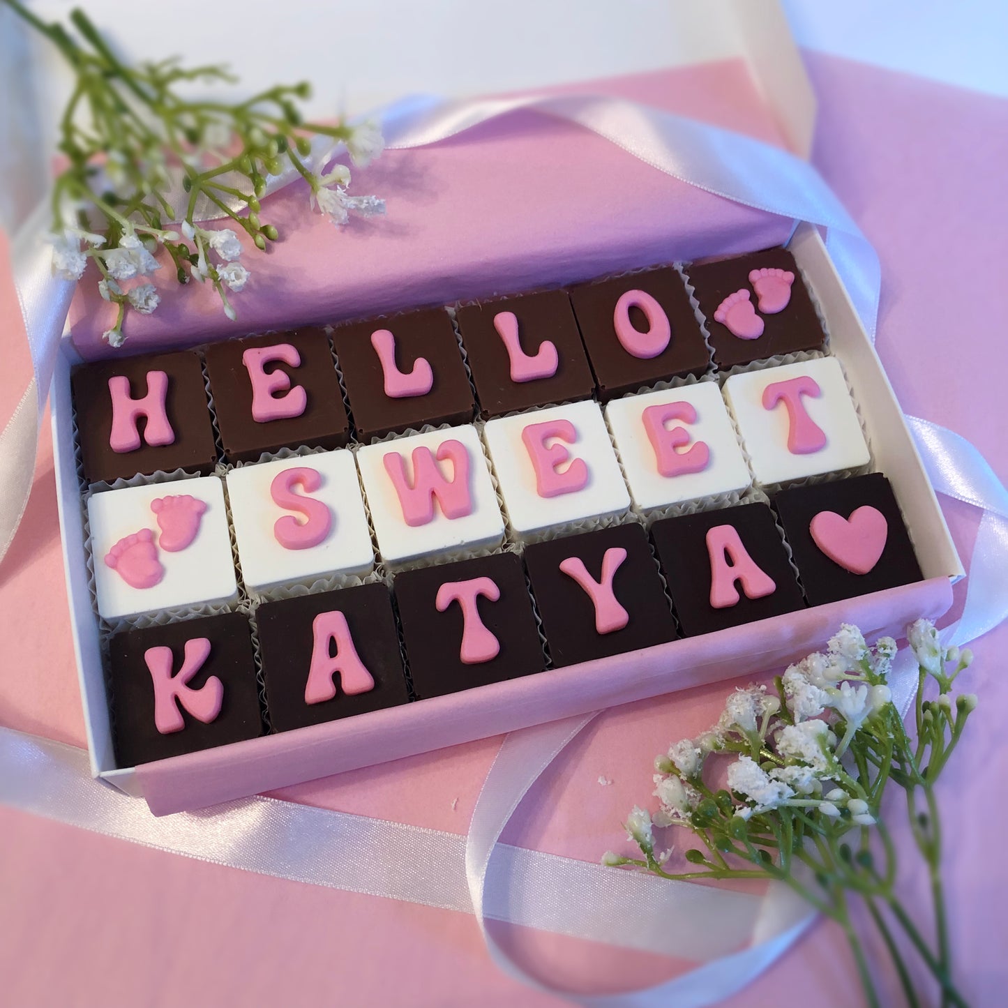 Baby Girl Congratulation Chocolates - Personalized New Baby Girl Gift