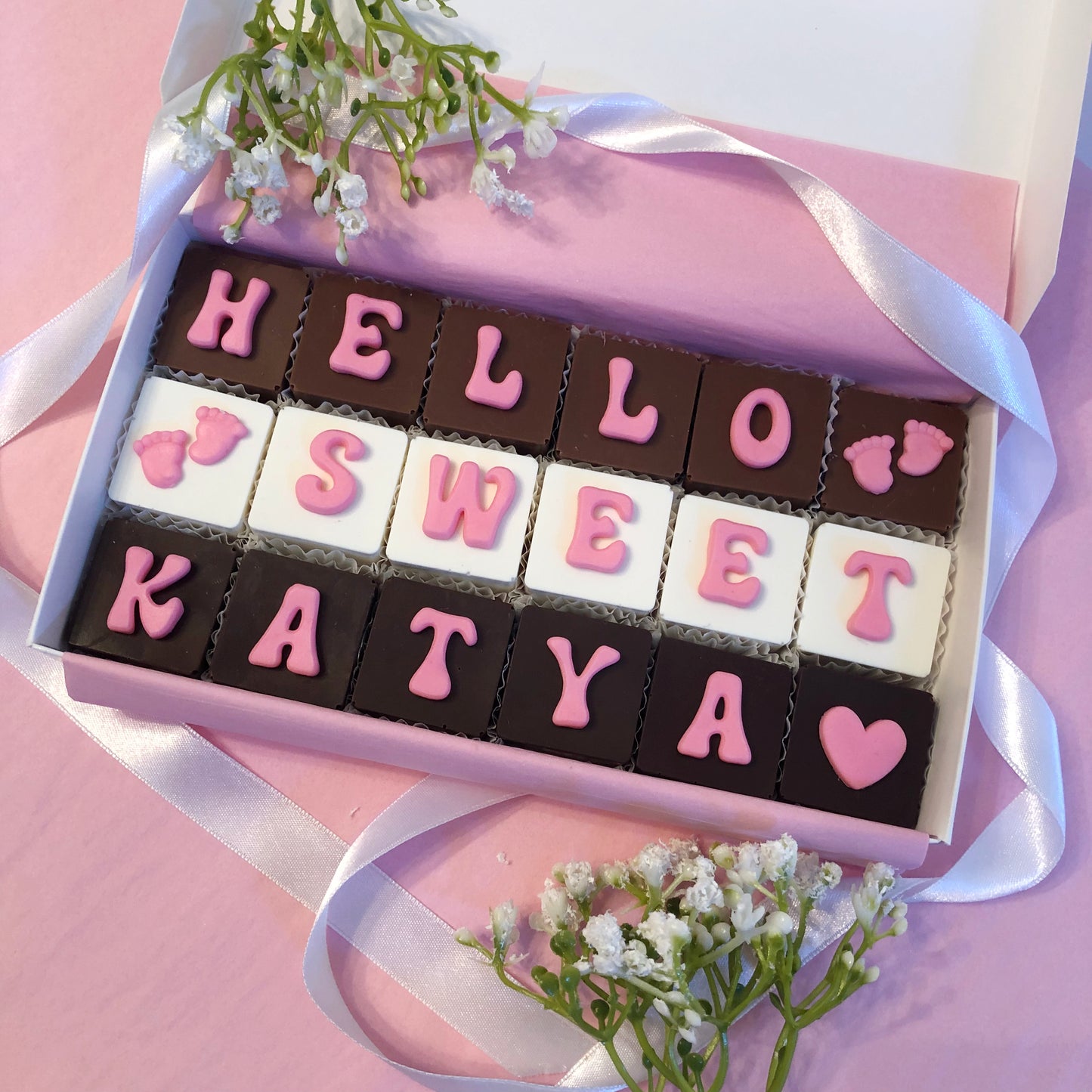 Baby Girl Congratulation Chocolates - Personalized New Baby Girl Gift