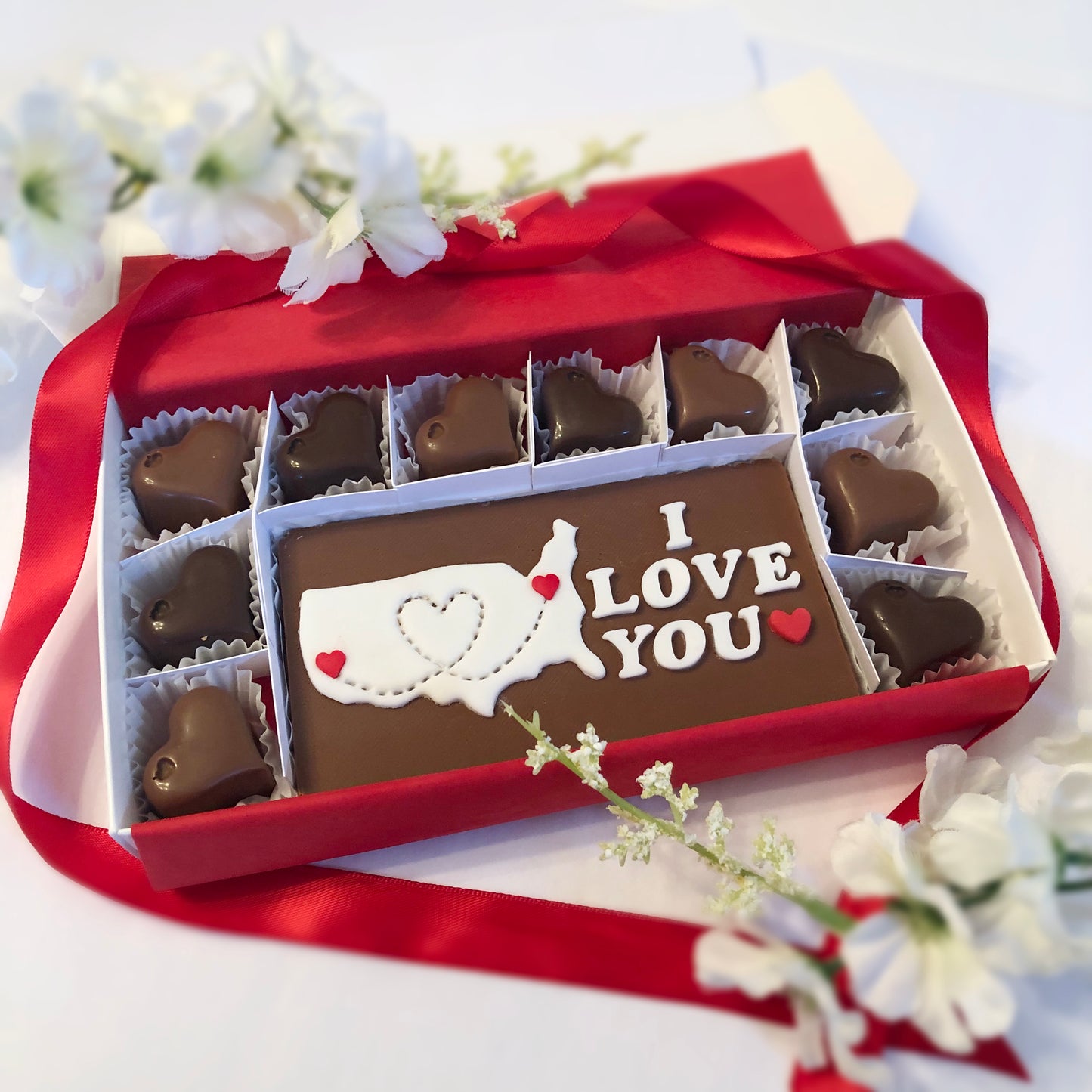 Long Distance Relationship Chocolate Gift - Personalized Chocolates with Map