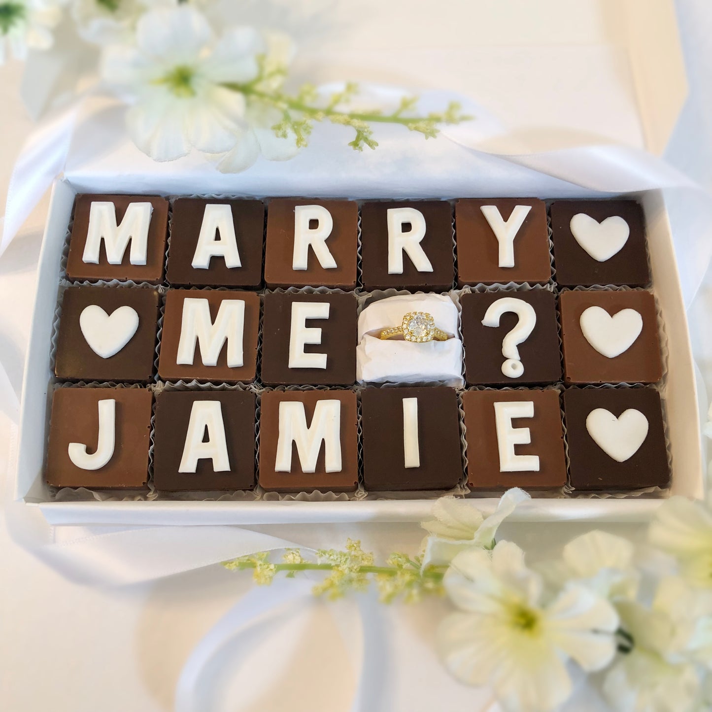 Marry Me? Personalized Chocolate Marriage Proposal with Gemstone Ring