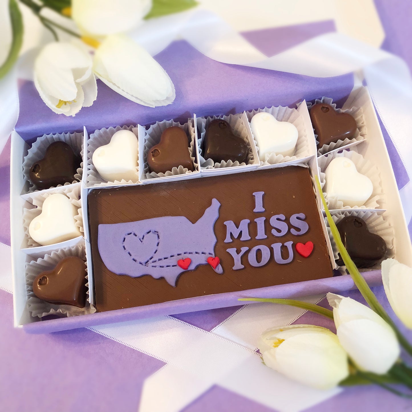 Personalized I Miss You Chocolates with Map - Long Distance Map Gift