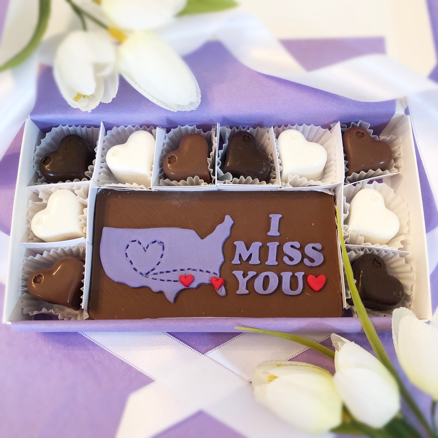 Personalized I Miss You Chocolates with Map - Long Distance Map Gift