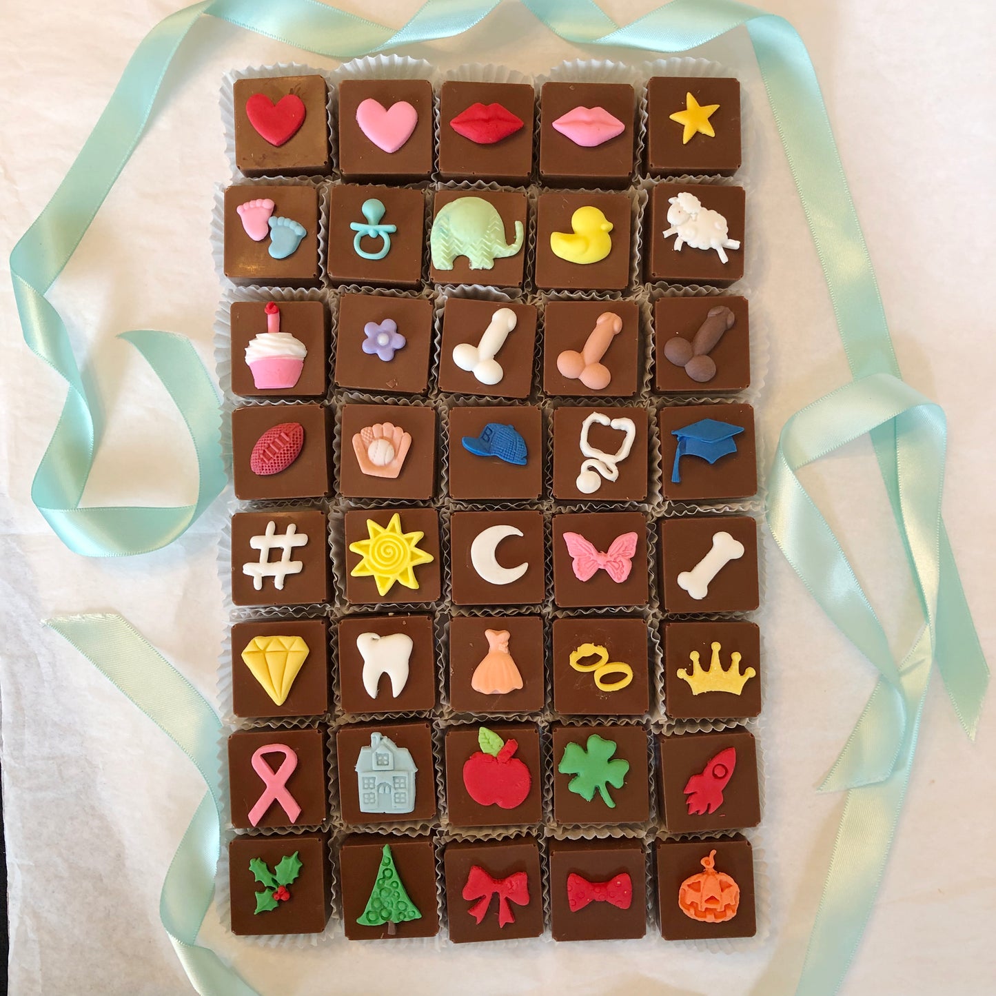 18 Personalized Chocolate Squares - Your Custom Words with Chocolates