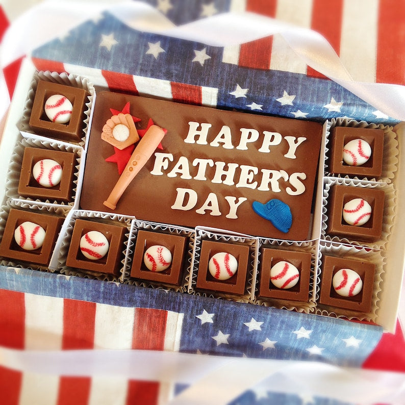 Fathers Day Chocolate Baseball Gift - Unique Baseball Father's Day Chocolate Gift