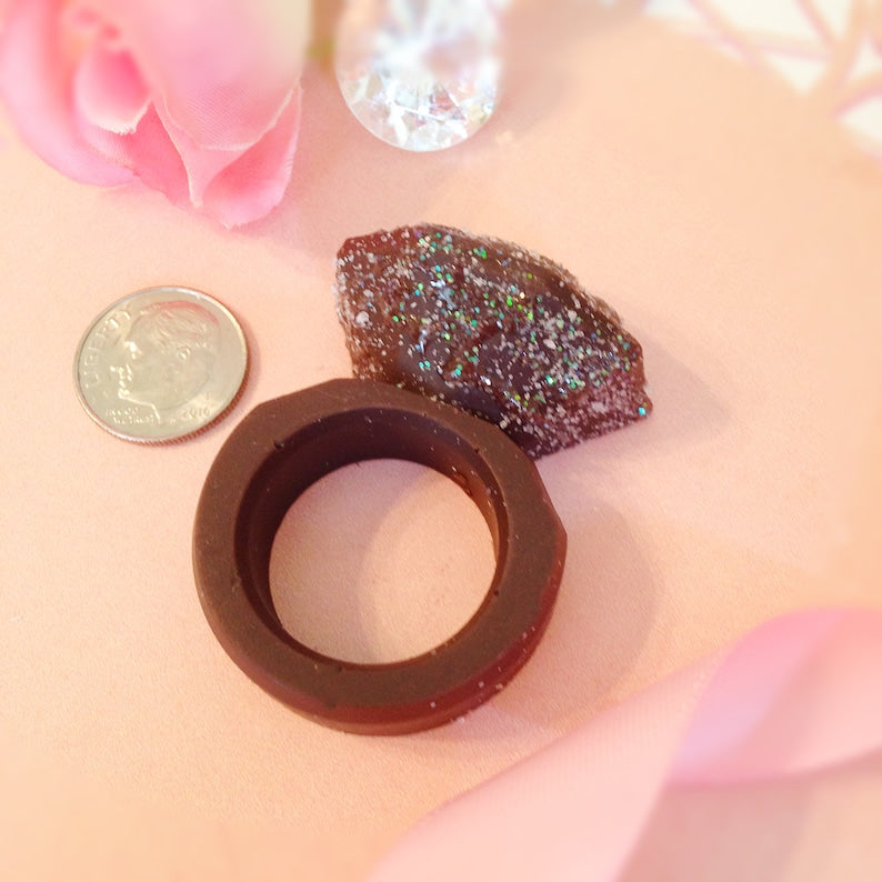 Sparkling Ring Shaped Chocolates - Engagement Party Chocolate Party Favors