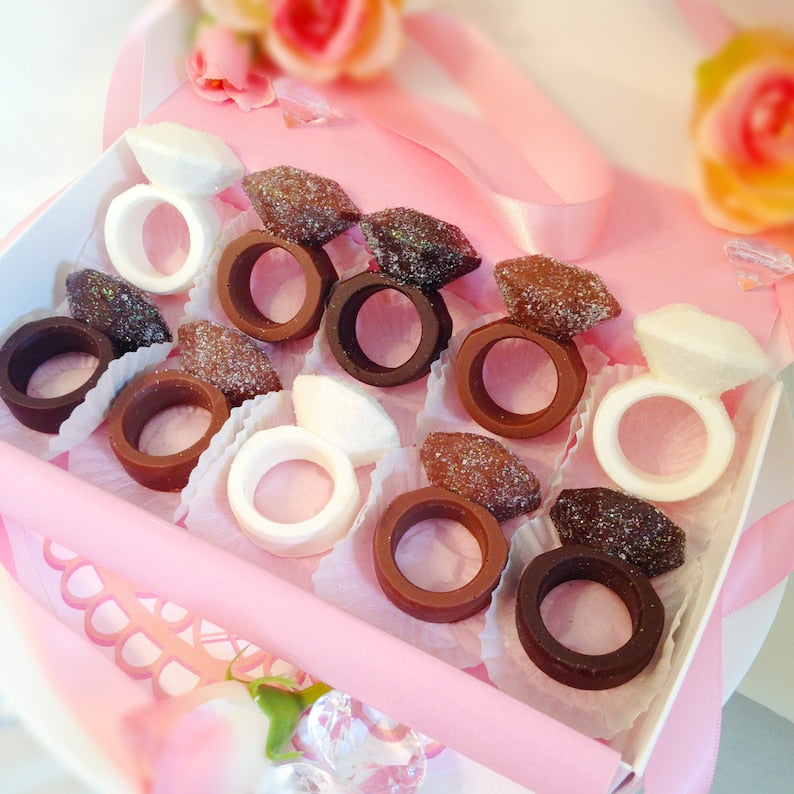 Sparkling Ring Shaped Chocolates - Engagement Party Chocolate Party Favors