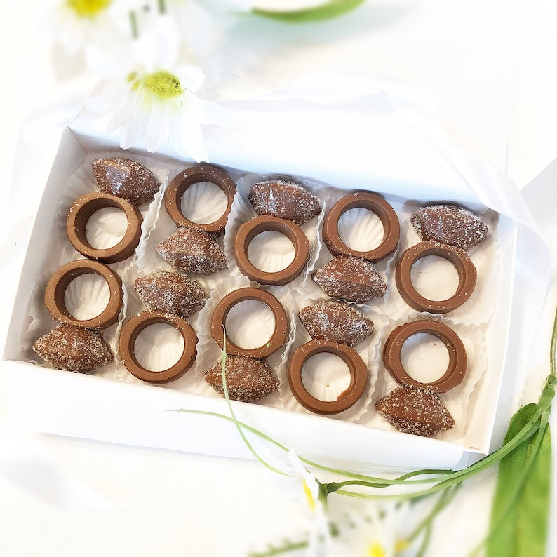 Sparkling Ring Shaped Chocolates - Engagement Party Chocolate Party Favors