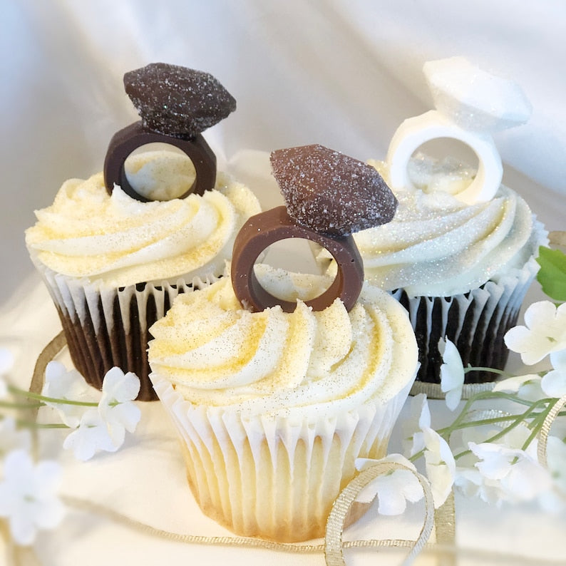 Sparkling Ring Shaped Chocolates - Engagement Party Chocolate Party Favors