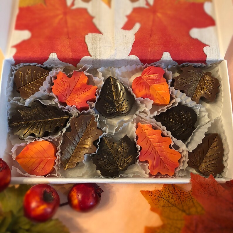 Fall Leaves Shaped Chocolates - Thanksgiving Chocolate Hostess Gift