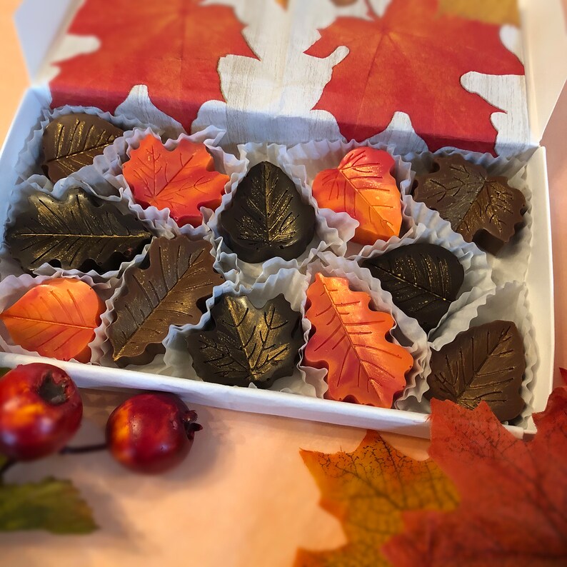 Fall Leaves Shaped Chocolates - Thanksgiving Chocolate Hostess Gift