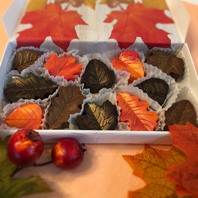 Fall Leaves Shaped Chocolates - Thanksgiving Chocolate Hostess Gift