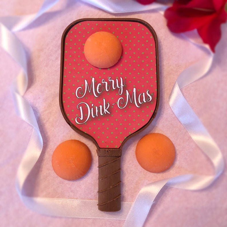 Merry Dink-Mas Chocolate Pickleball Paddle - Christmas Pickleball Gift