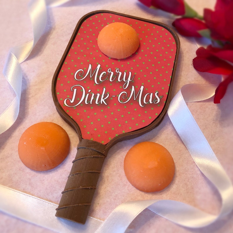 Merry Dink-Mas Chocolate Pickleball Paddle - Christmas Pickleball Gift
