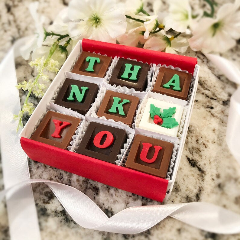 Thank You Chocolates Holiday Hostess Gift - Christmas Thank You Chocolates
