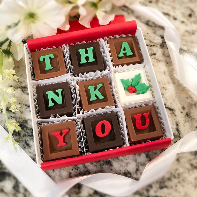 Thank You Chocolates Holiday Hostess Gift - Christmas Thank You Chocolates
