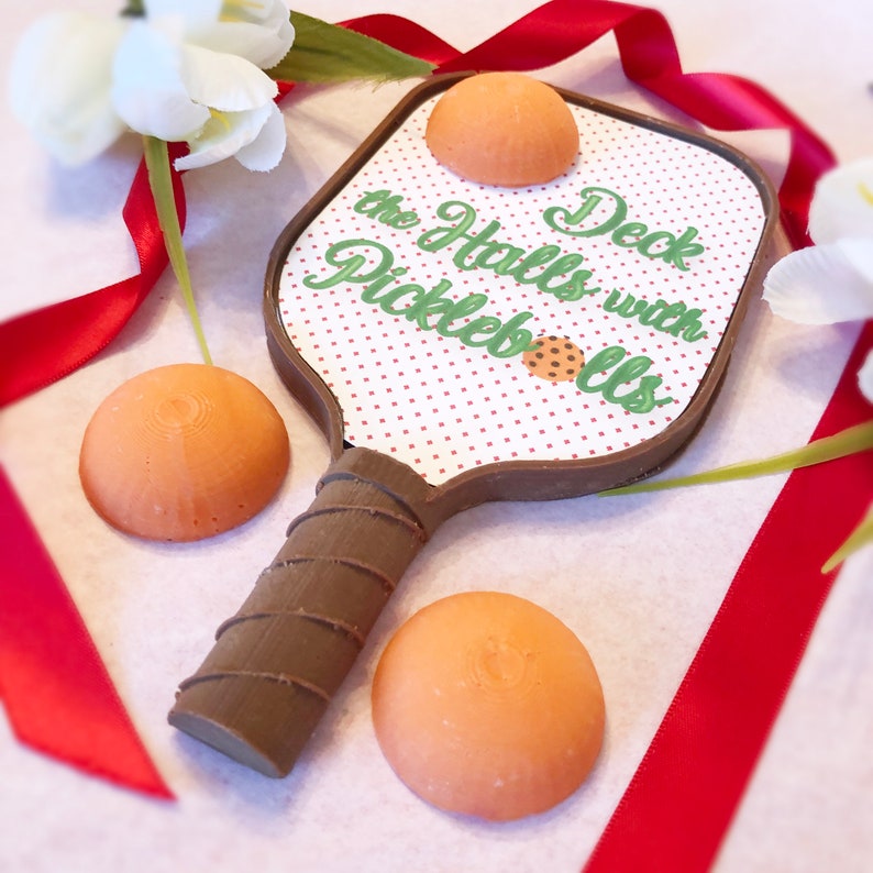 Chocolate Holiday Pickleball Paddle Gift - Deck The Halls with Pickleballs