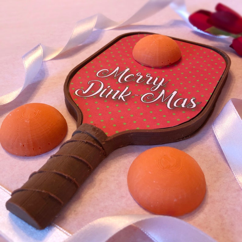 Merry Dink-Mas Chocolate Pickleball Paddle - Christmas Pickleball Gift