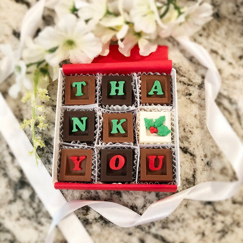 Thank You Chocolates Holiday Hostess Gift - Christmas Thank You Chocolates