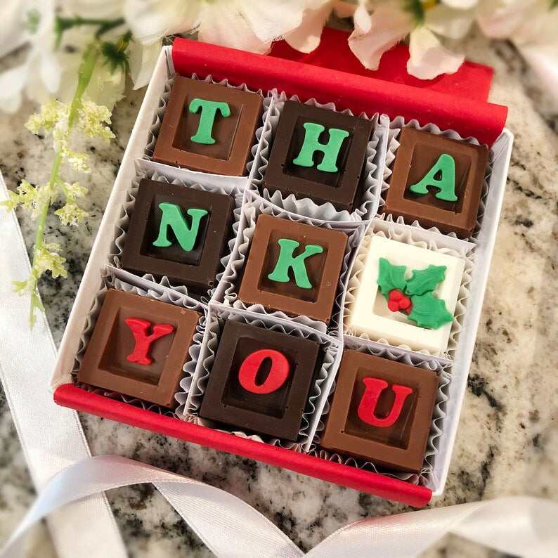 Thank You Chocolates Holiday Hostess Gift - Christmas Thank You Chocolates