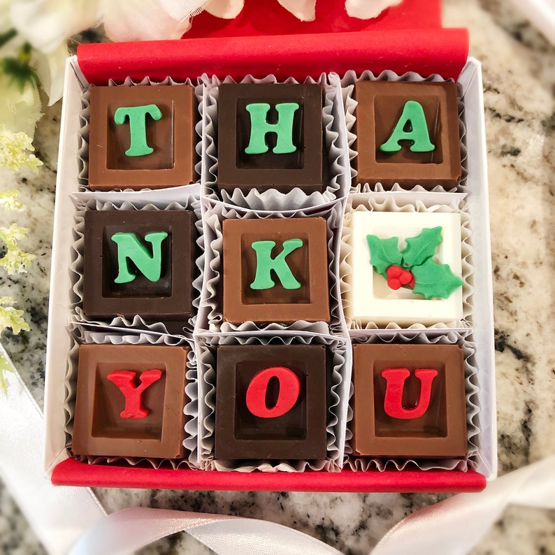 Thank You Chocolates Holiday Hostess Gift - Christmas Thank You Chocolates