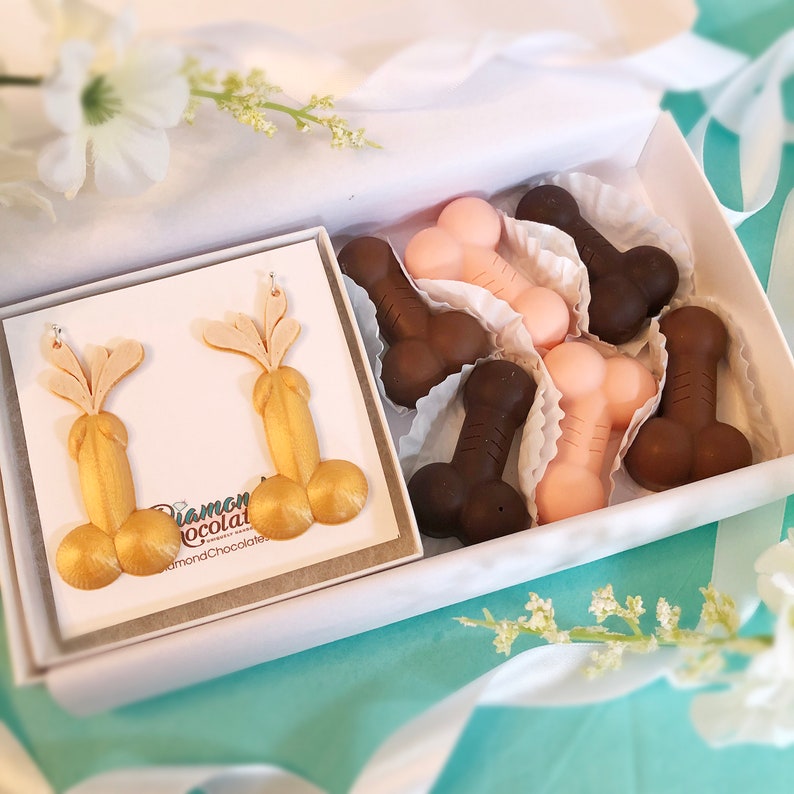 Bachelorette Chocolates & Earrings Gift Box - Bridal Party Chocolate Favors