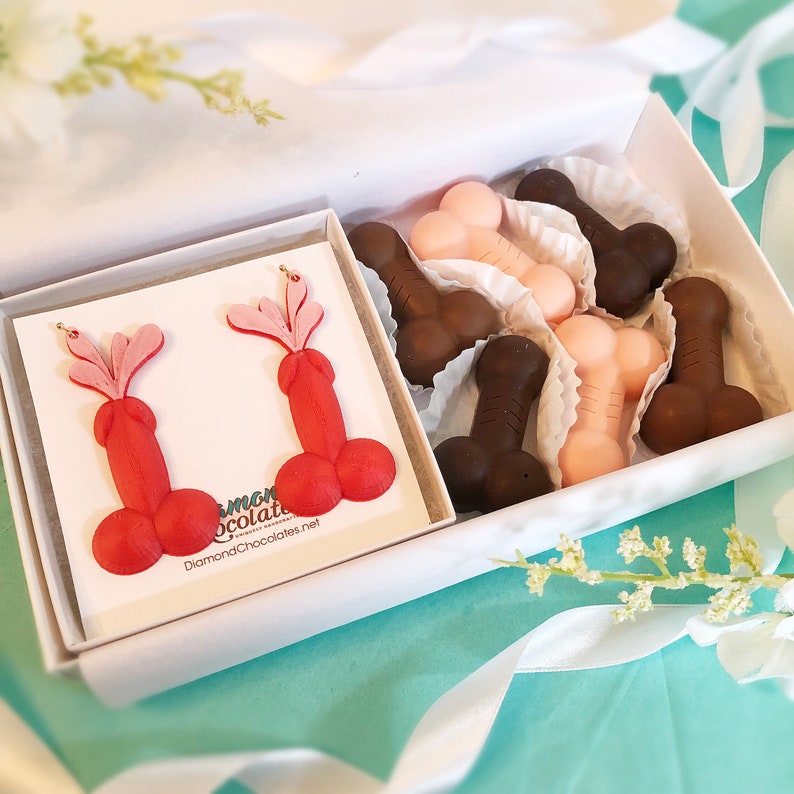 Bachelorette Chocolates & Earrings Gift Box - Bridal Party Chocolate Favors