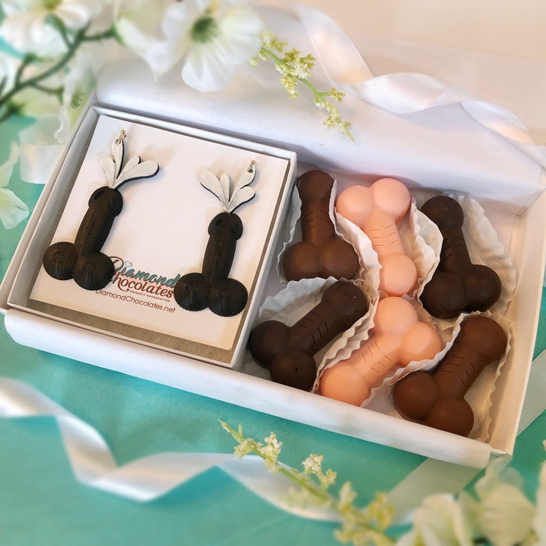 Bachelorette Chocolates & Earrings Gift Box - Bridal Party Chocolate Favors