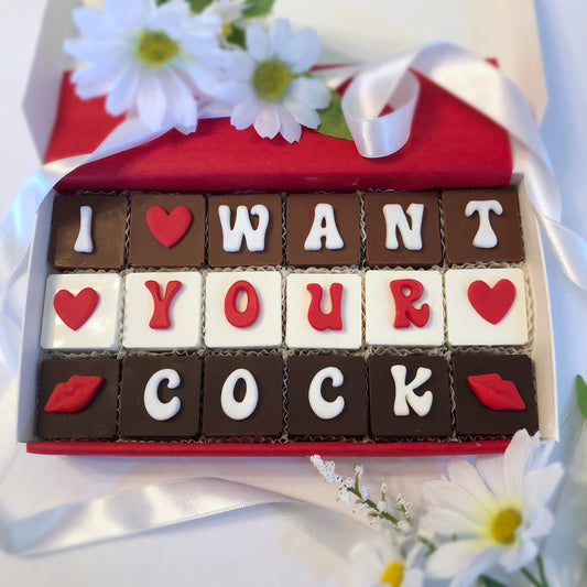 Custom I Want Your Cock Chocolate Message - Naughty Anniversary Gift