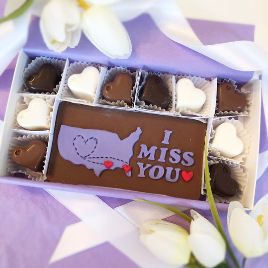 Personalized I Miss You Chocolates with Map - Long Distance Map Gift