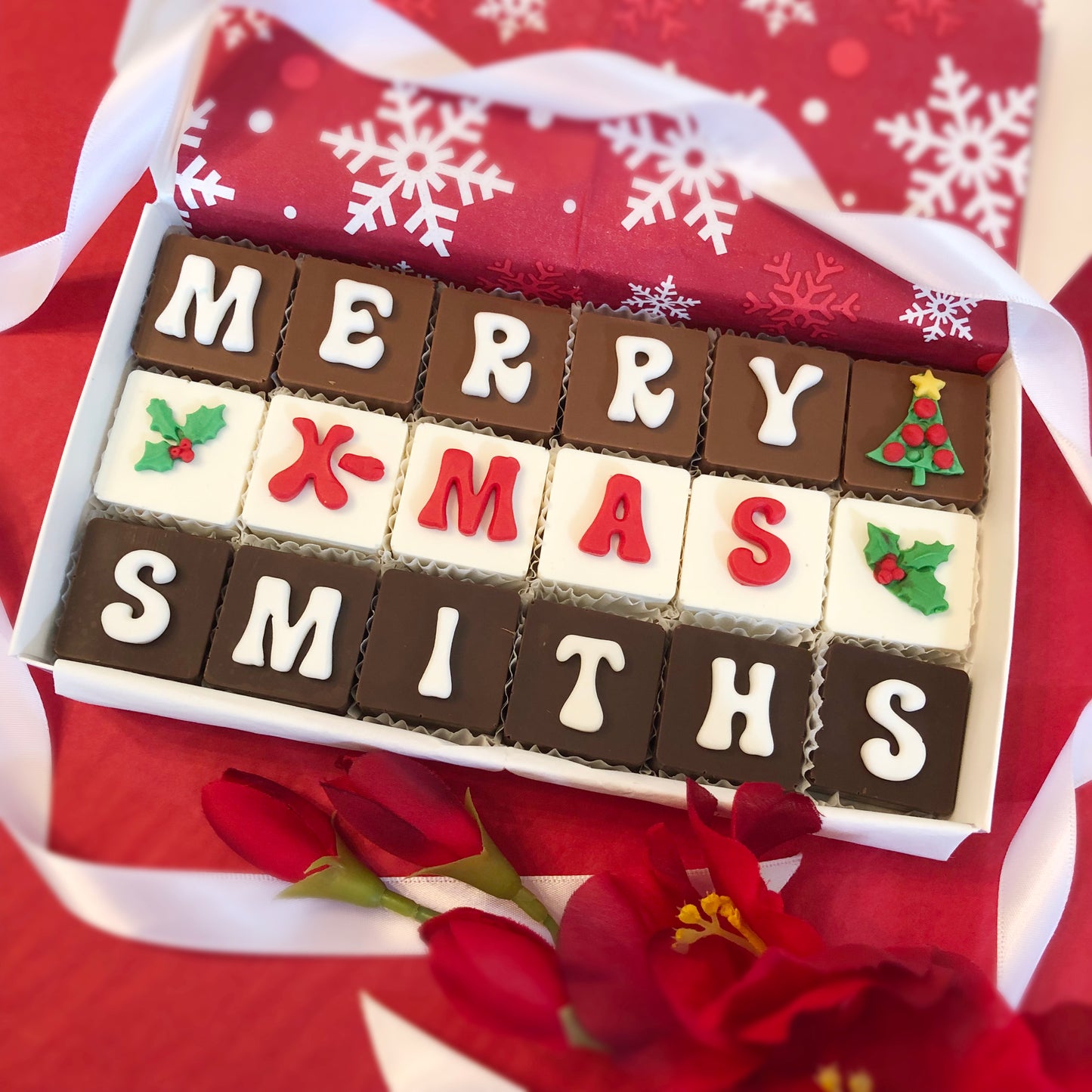 Personalized Merry Christmas Chocolates - Custom Merry Xmas Chocolates