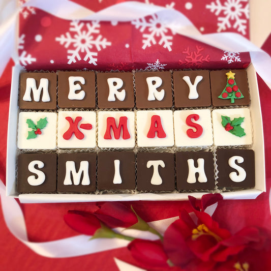 Personalized Merry Christmas Chocolates - Custom Merry Xmas Chocolates