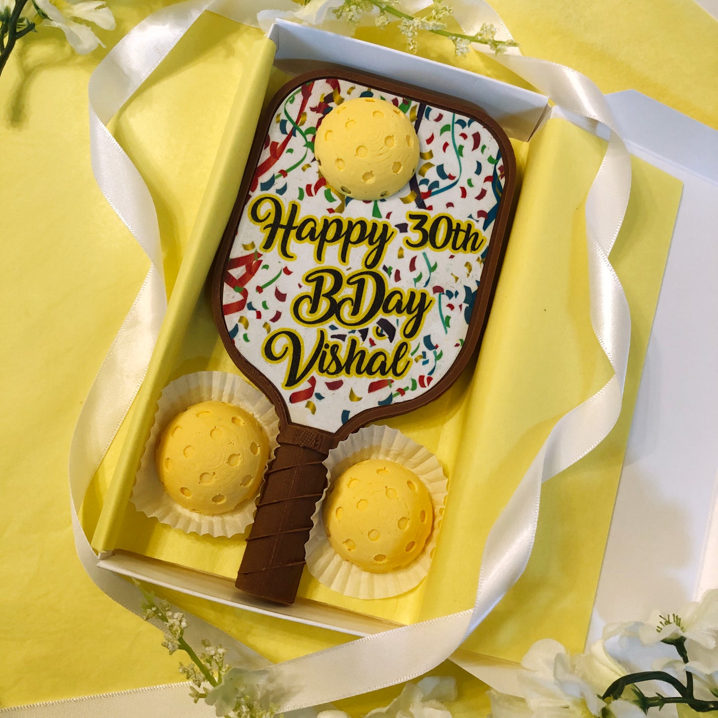 Personalized Chocolate Pickleball Paddle Birthday Gift