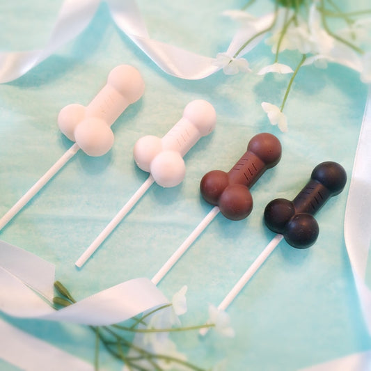12 penis shaped chocolates on a stick - milk, dark, or white chocolate
