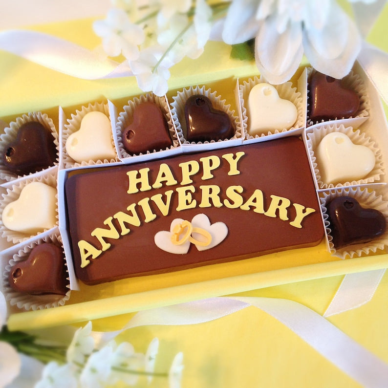 Happy Anniversary Heart Chocolates - Unique Anniversary Chocolate Gift