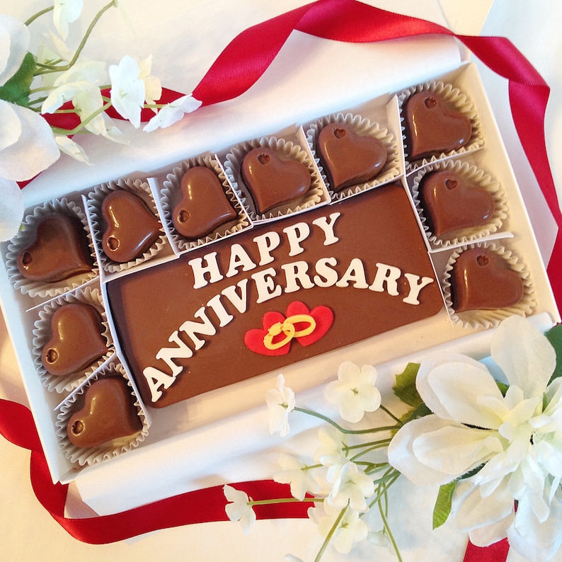 Happy Anniversary Heart Chocolates - Unique Anniversary Chocolate Gift