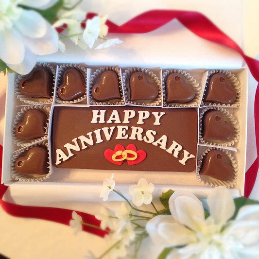 Happy Anniversary Heart Chocolates - Unique Anniversary Chocolate Gift