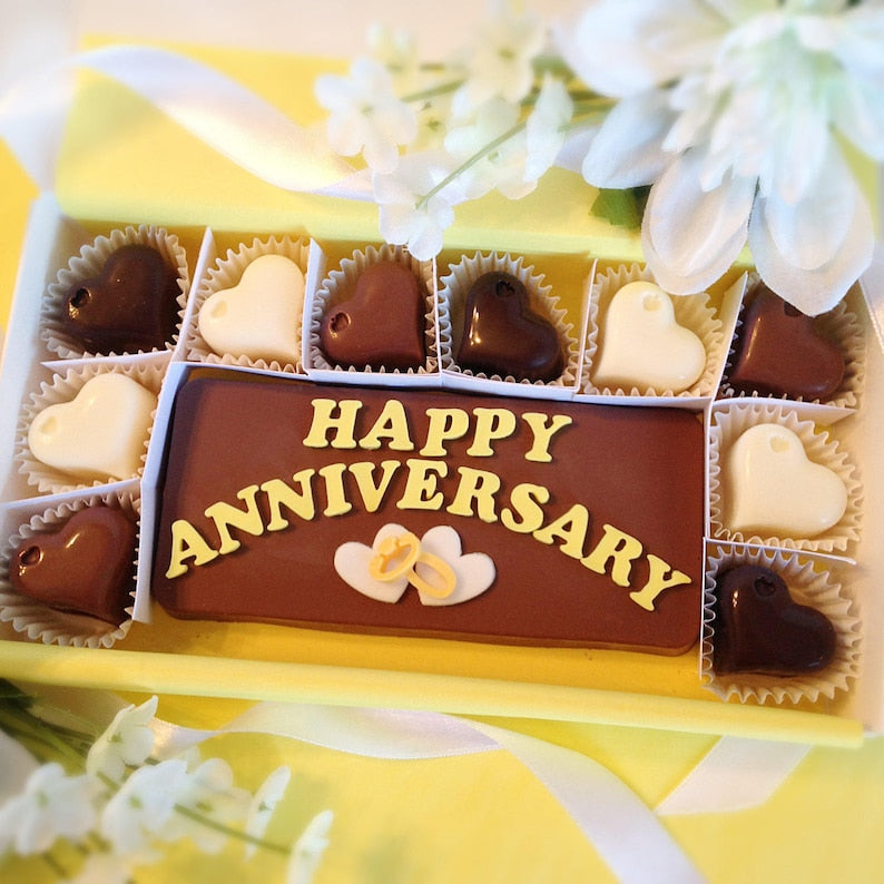 Happy Anniversary Heart Chocolates - Unique Anniversary Chocolate Gift