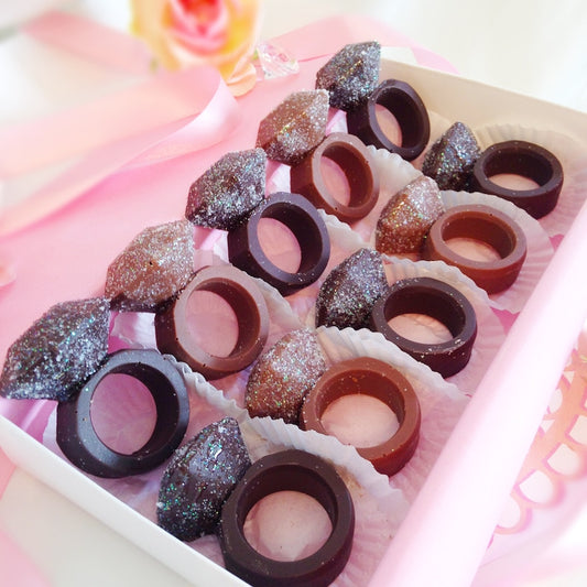 Sparkling Ring Shaped Chocolates - Engagement Party Chocolate Party Favors
