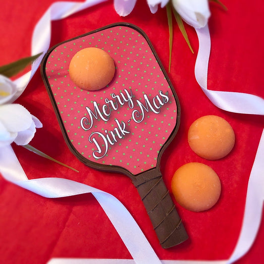 Merry Dink-Mas Chocolate Pickleball Paddle - Christmas Pickleball Gift
