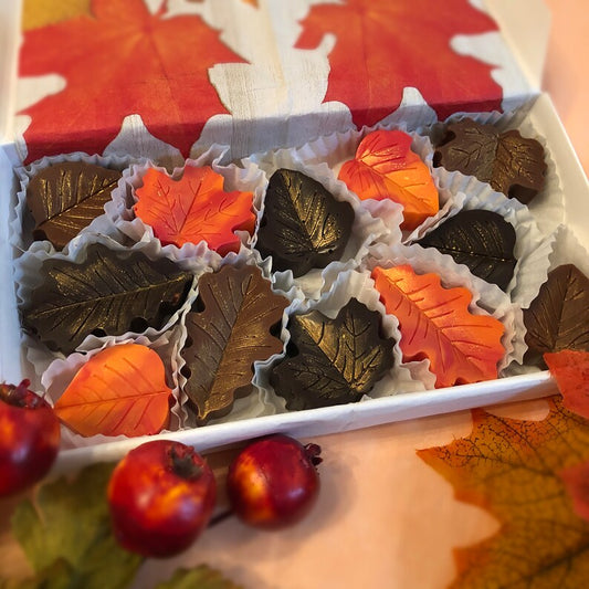 Fall Leaves Shaped Chocolates - Thanksgiving Chocolate Hostess Gift