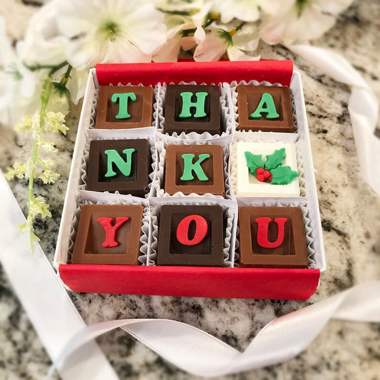 Thank You Chocolates Holiday Hostess Gift - Christmas Thank You Chocolates